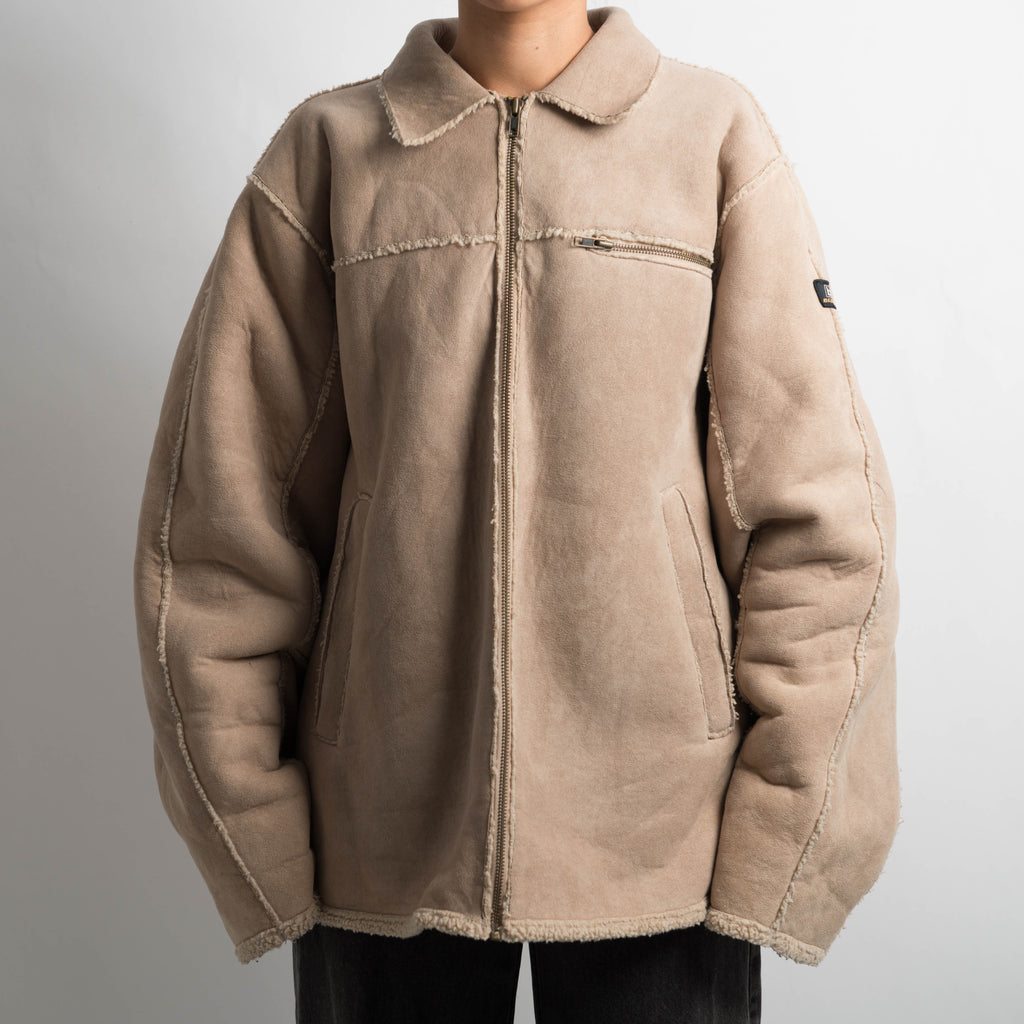 BEIGE SHERPA LINED JACKET