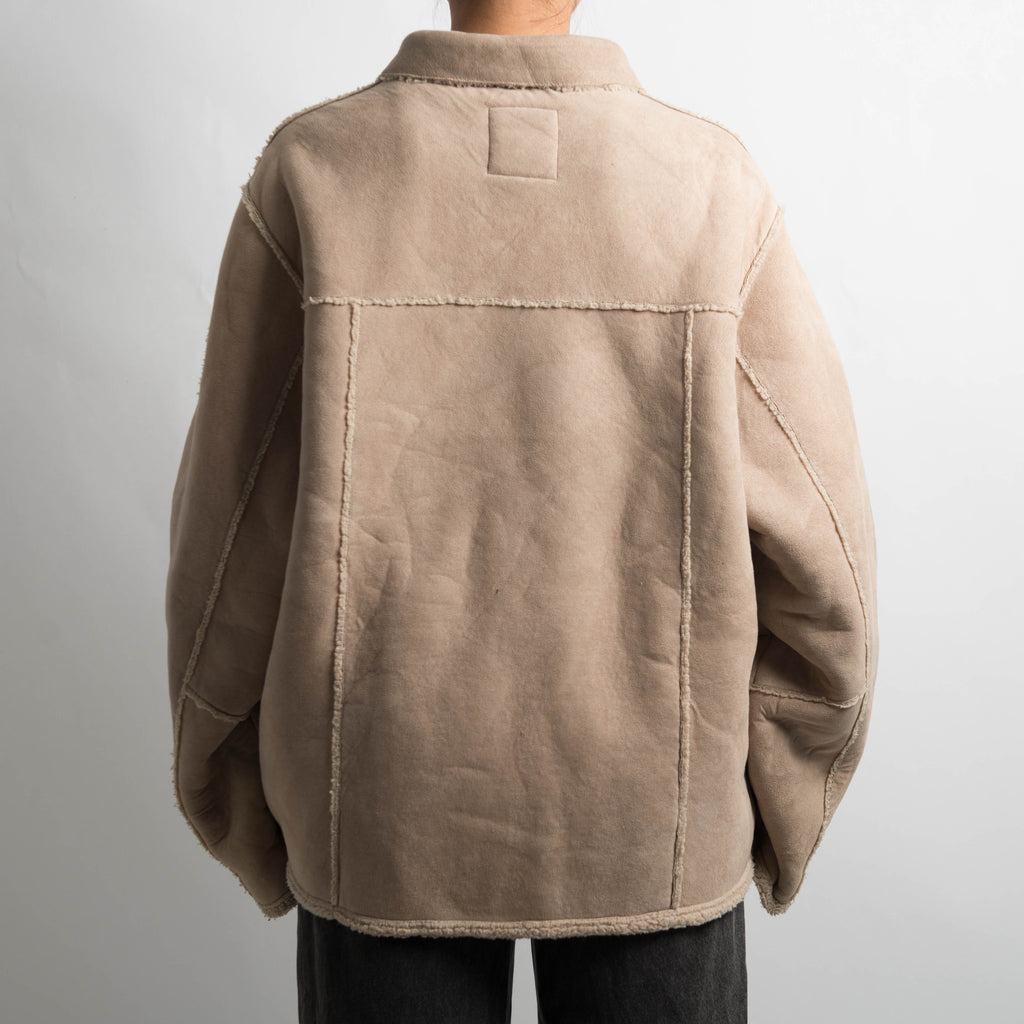 BEIGE SHERPA LINED JACKET