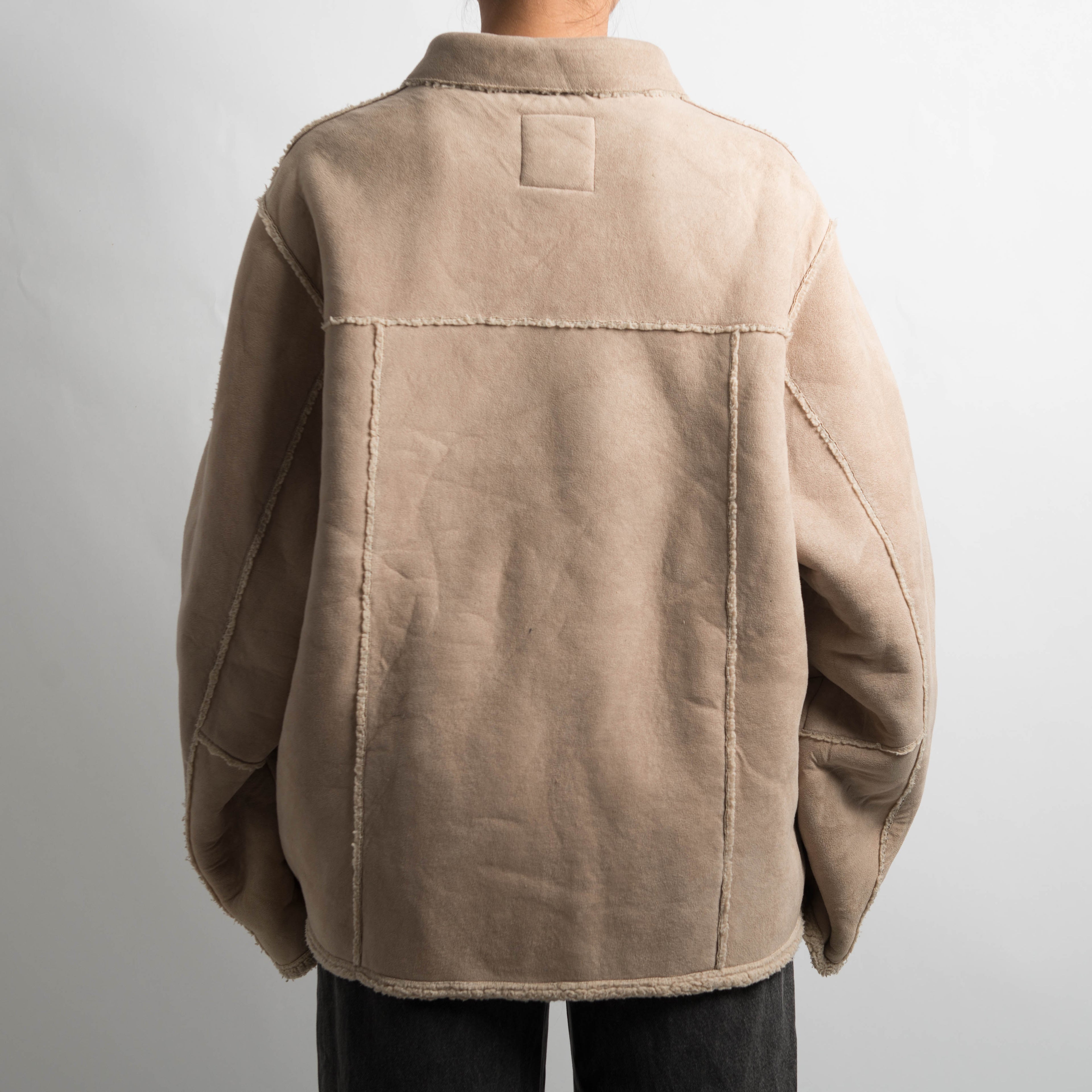 BEIGE SHERPA LINED JACKET