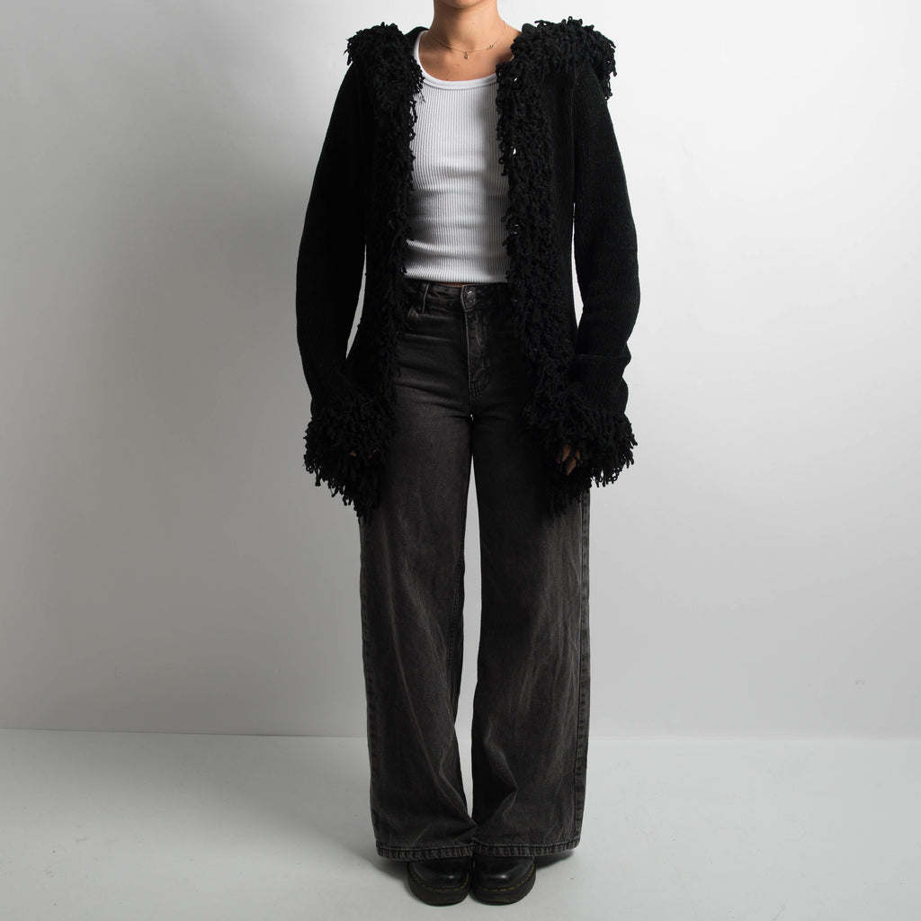 LONGLINE SHAGGY KNIT CARDIGAN