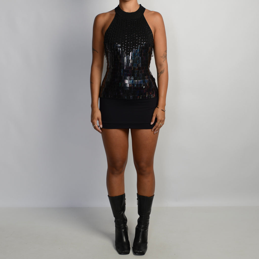 SEQUIN HIGH NECK TANK TOP