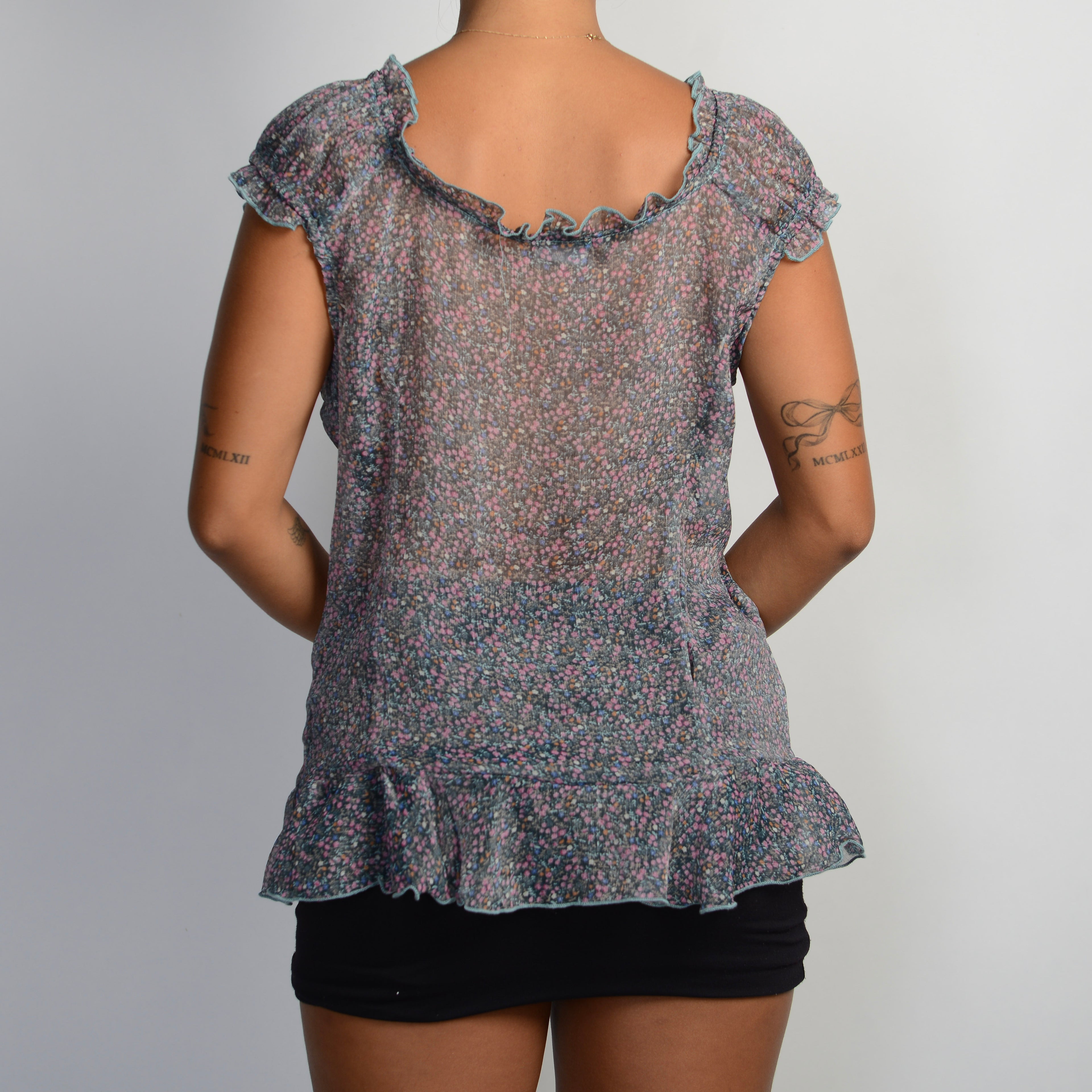 SHEER FLORAL MILKMAID TOP