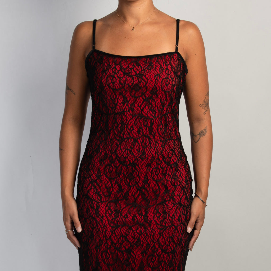 CROCHET FRINGE MIDI DRESS