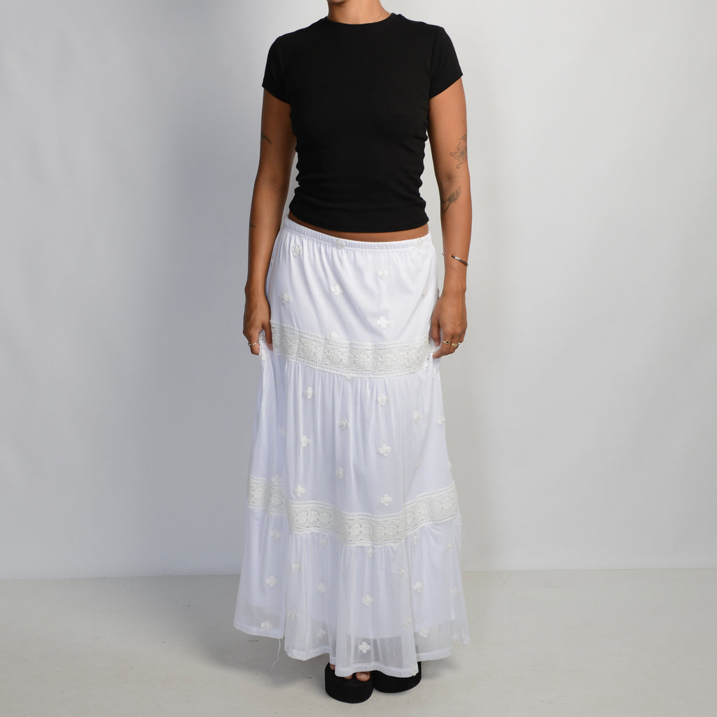 MESH OVERLAY MAXI SKIRT