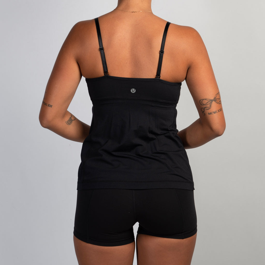 BLACK RUCHED ACTIVE TANK TOP
