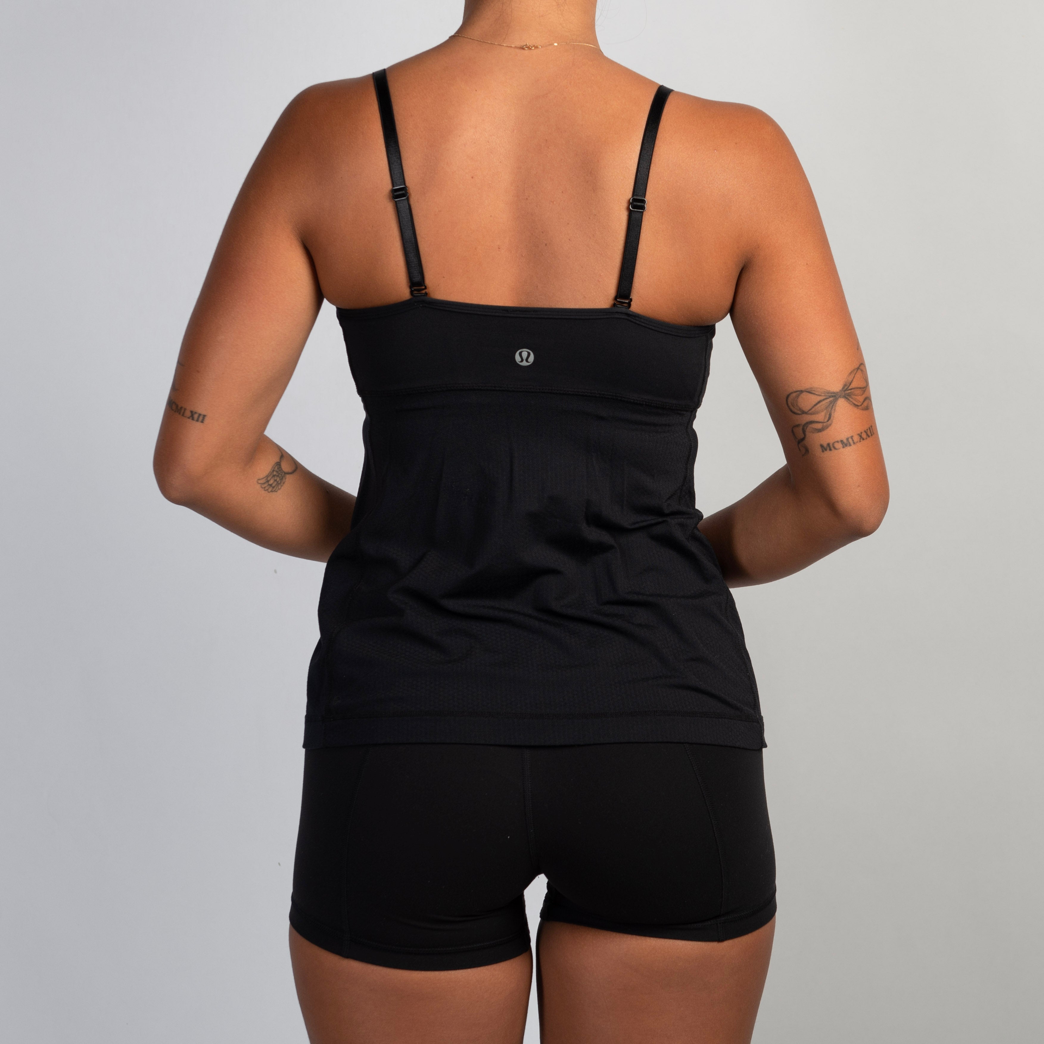 BLACK RUCHED ACTIVE TANK TOP