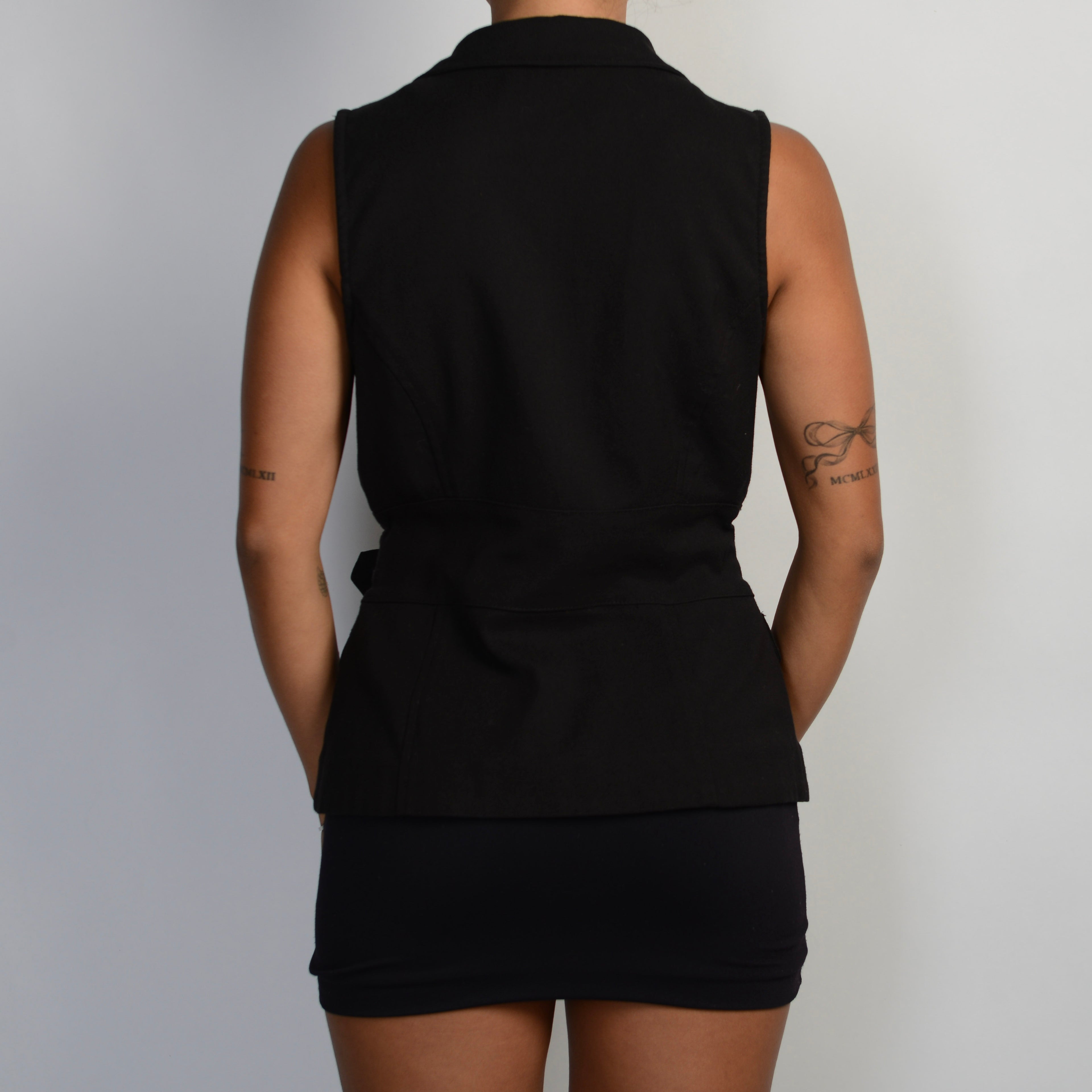 BLACK ZIP WAISTCOAT VEST