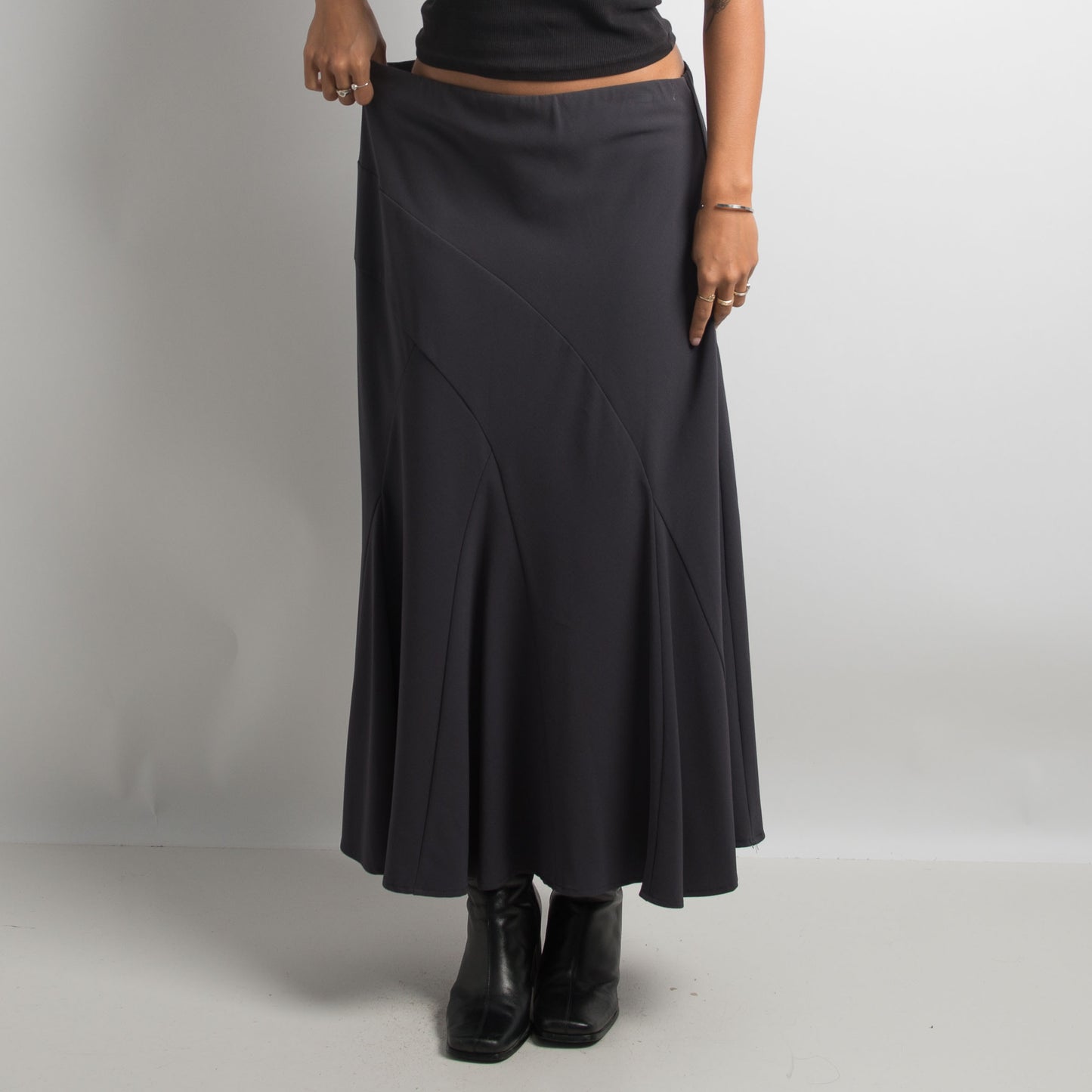 GREY/BLUE LONGLINE SKIRT