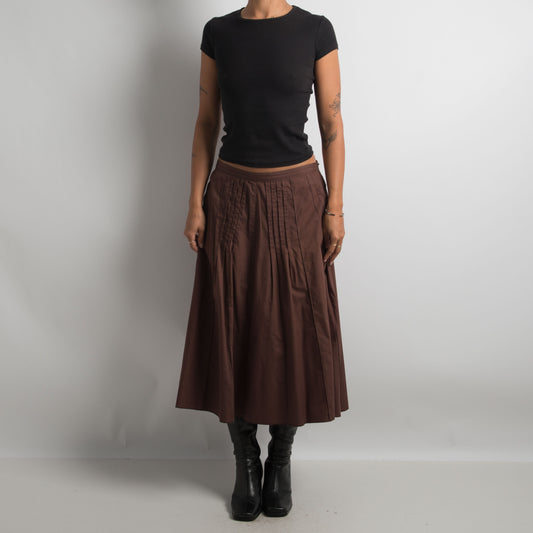 BROWN MICRO PLEAT SKIRT