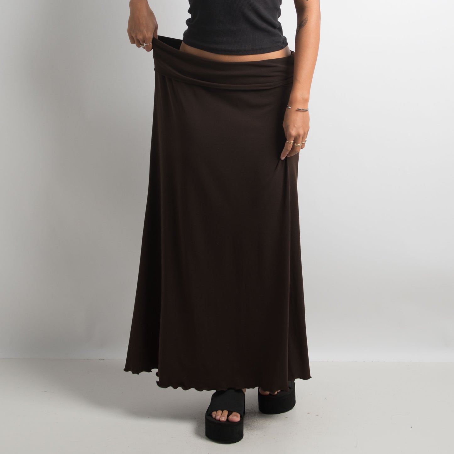 BROWN LONGLINE SKIRT