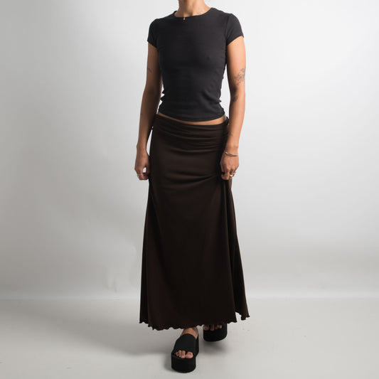 BROWN LONGLINE SKIRT