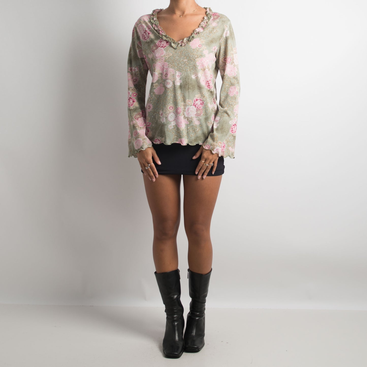 MESH FLORAL LONG SLEEVE