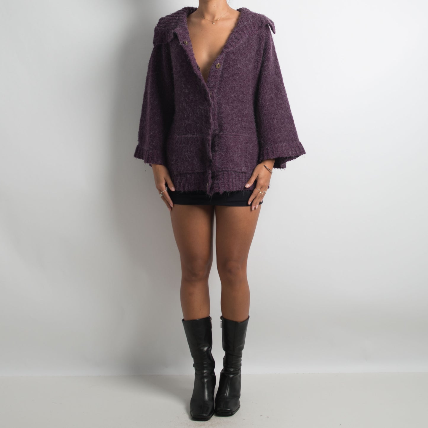 PURPLE SHAGGY CARDIGAN