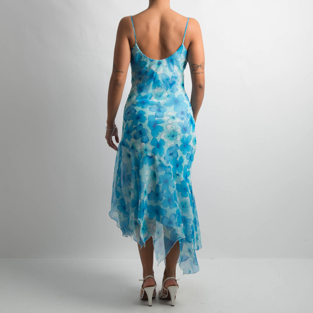 BLUE FLORAL EVENING DRESS