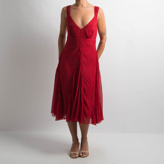 RED MIDI DRESS