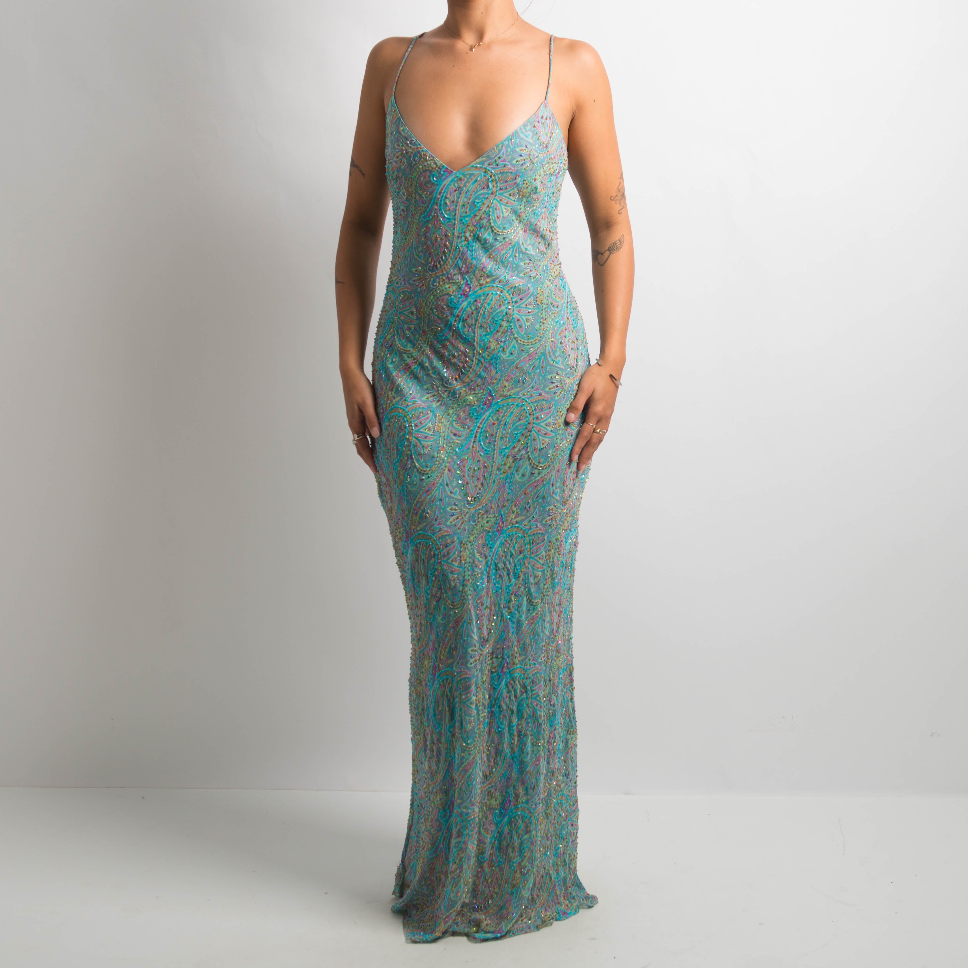 PAISLEY SILK BEADED DRESS