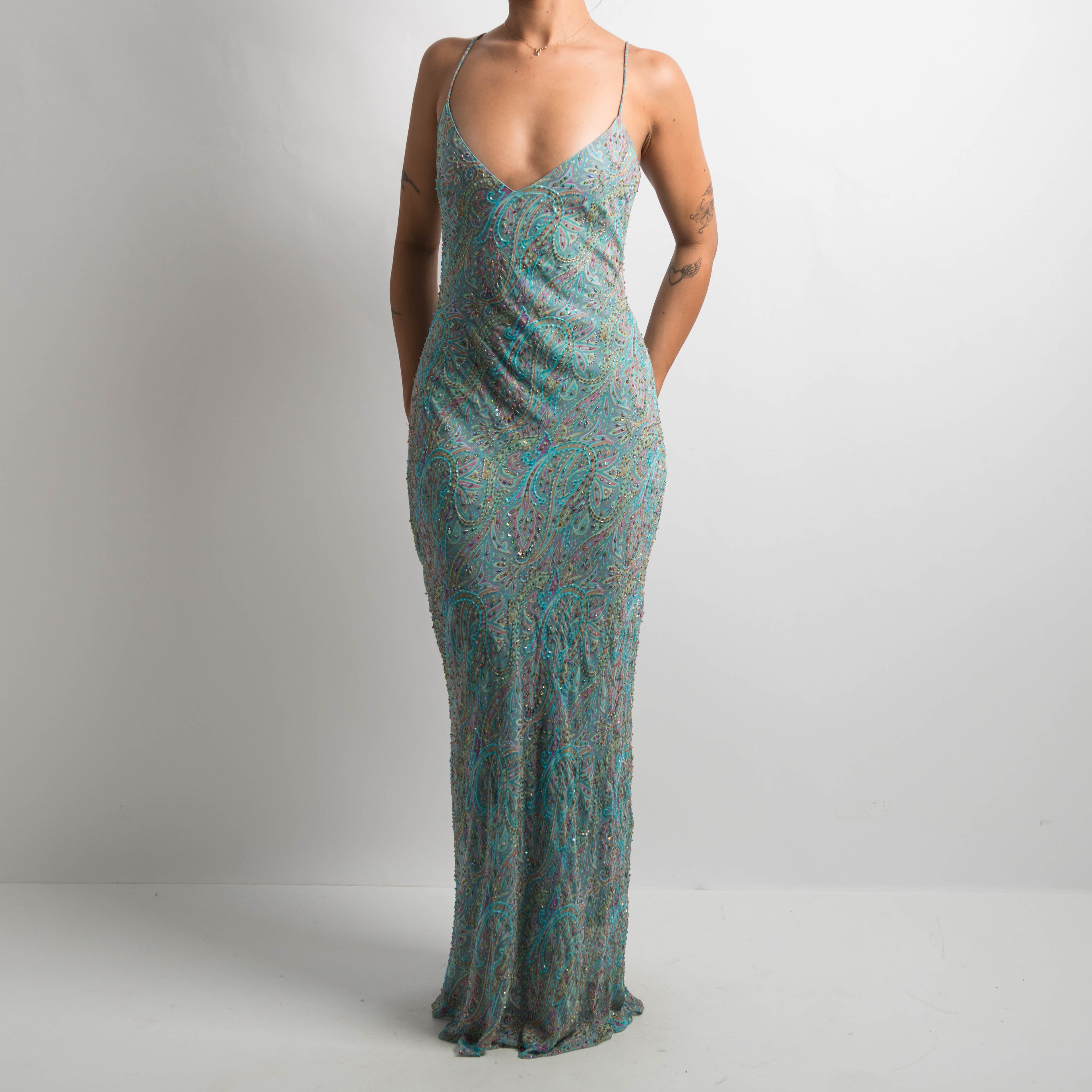 PAISLEY SILK BEADED DRESS