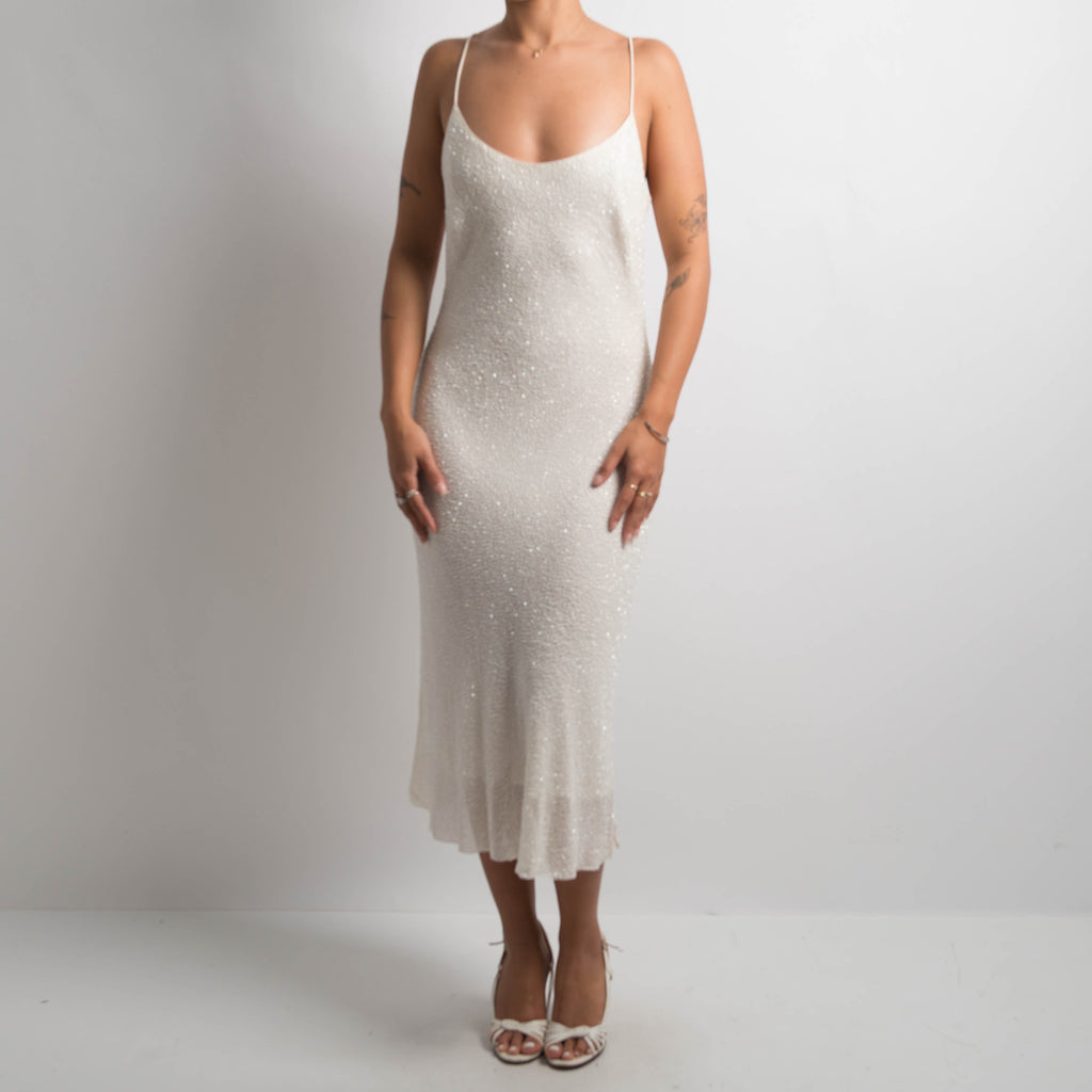 IVORY SILK BEADED DRESS