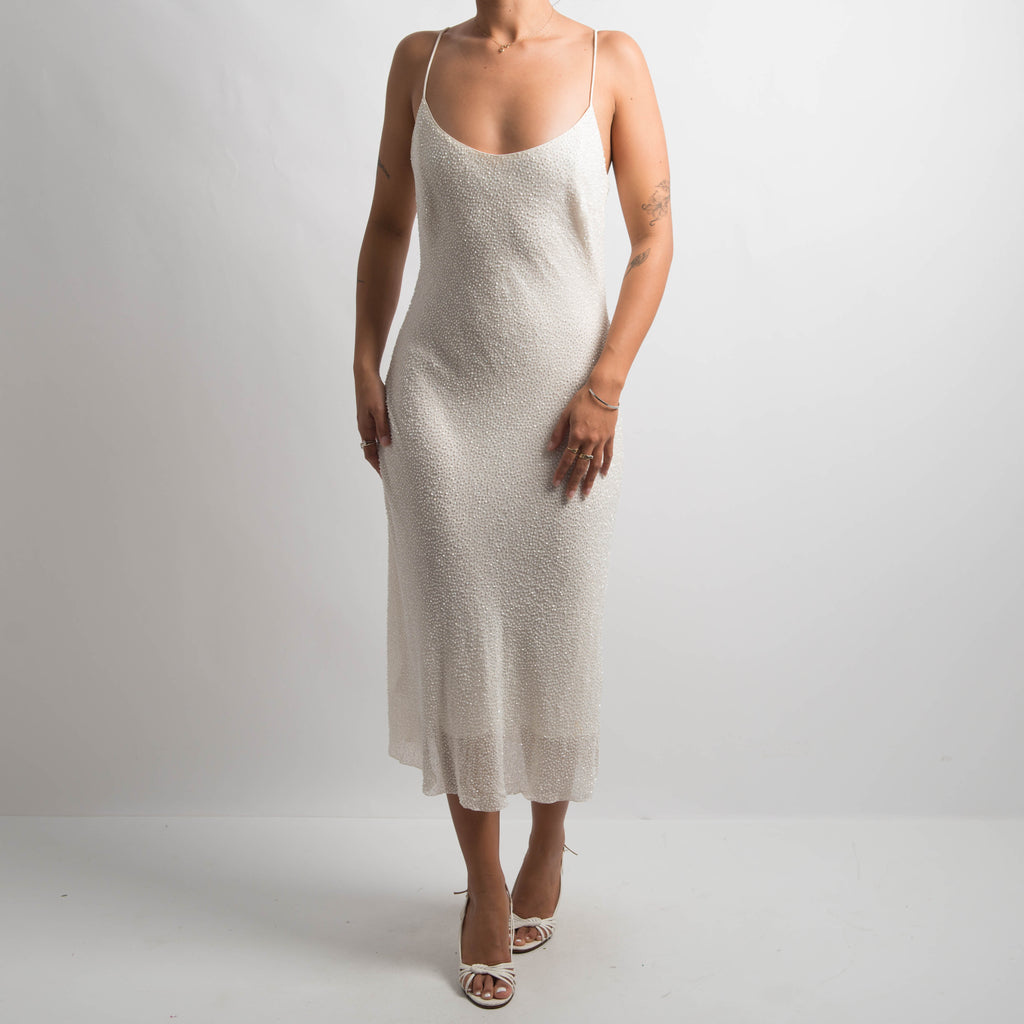 IVORY SILK BEADED DRESS