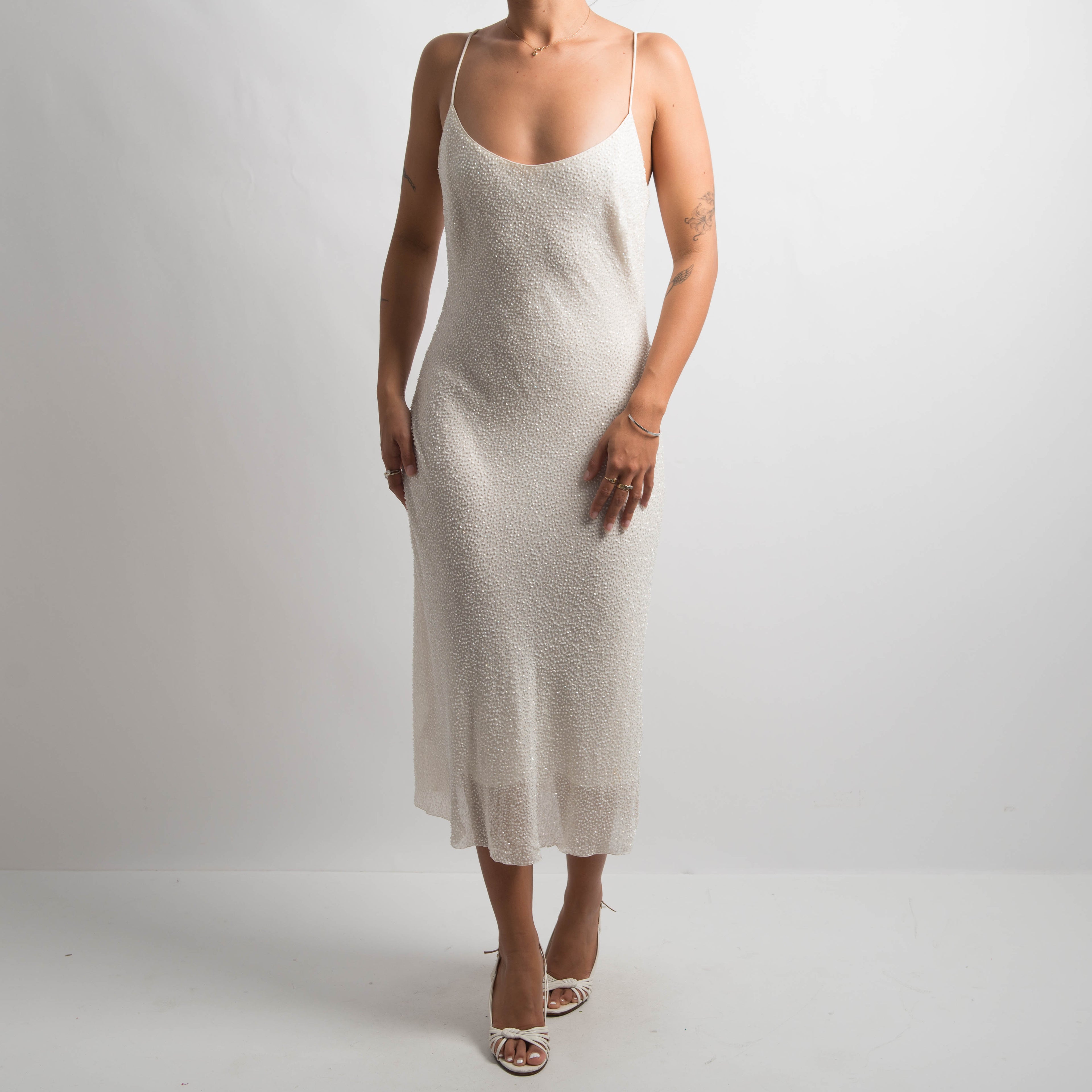 IVORY SILK BEADED DRESS