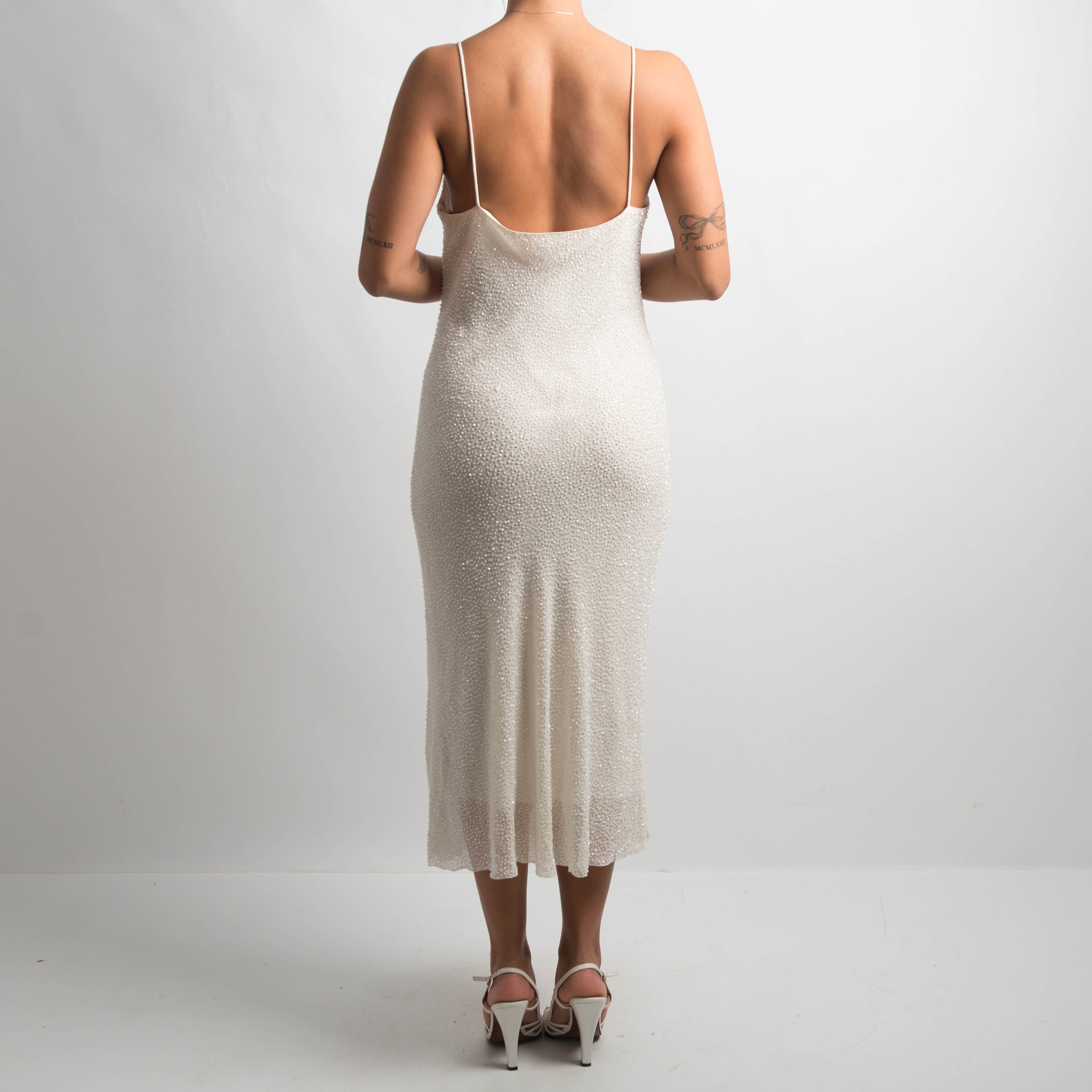 IVORY SILK BEADED DRESS