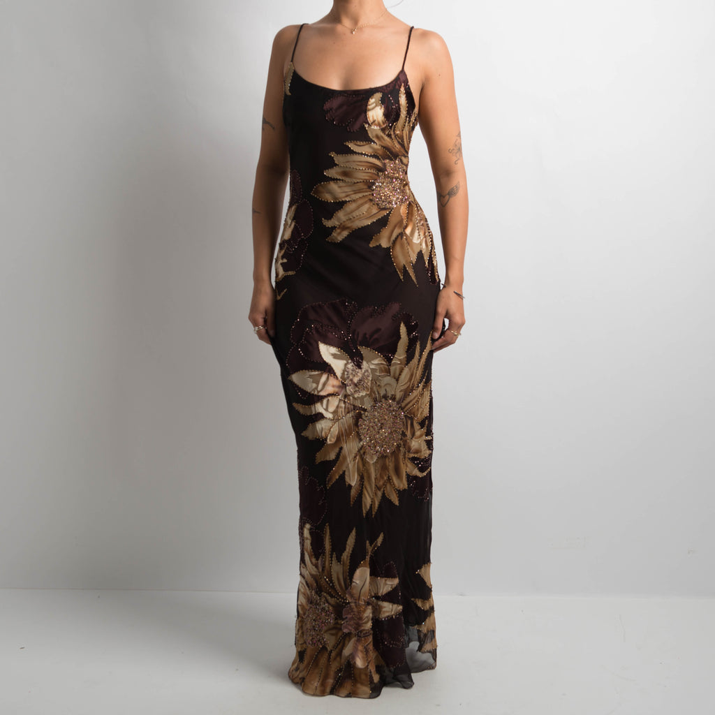 FLORAL SILK BEADED DRESS