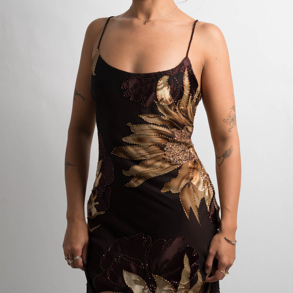 FLORAL SILK BEADED DRESS