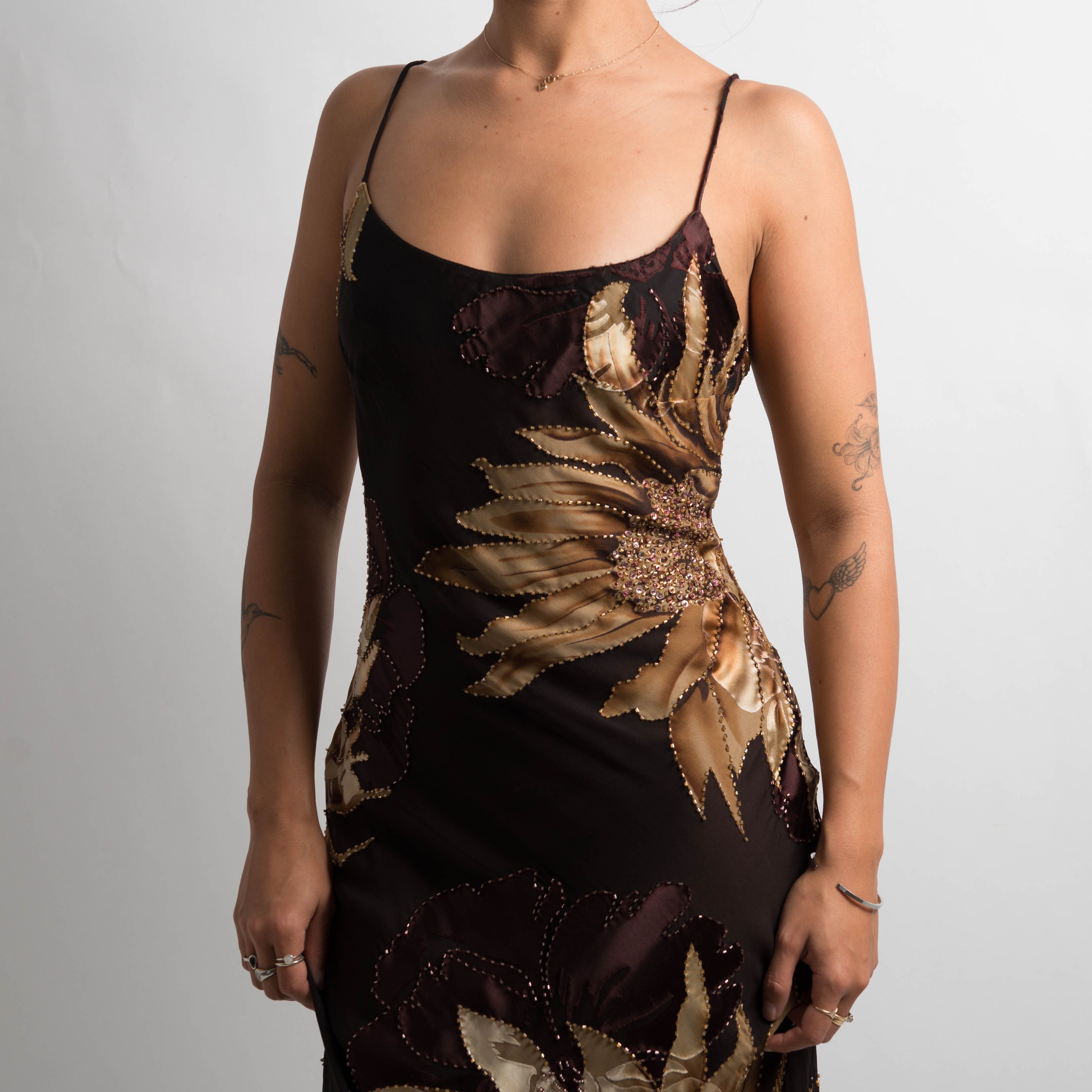 FLORAL SILK BEADED DRESS