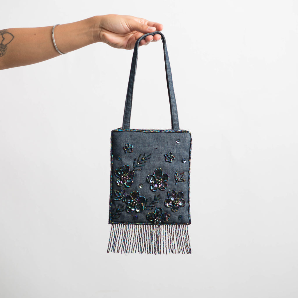 DENIM BEADED BAG