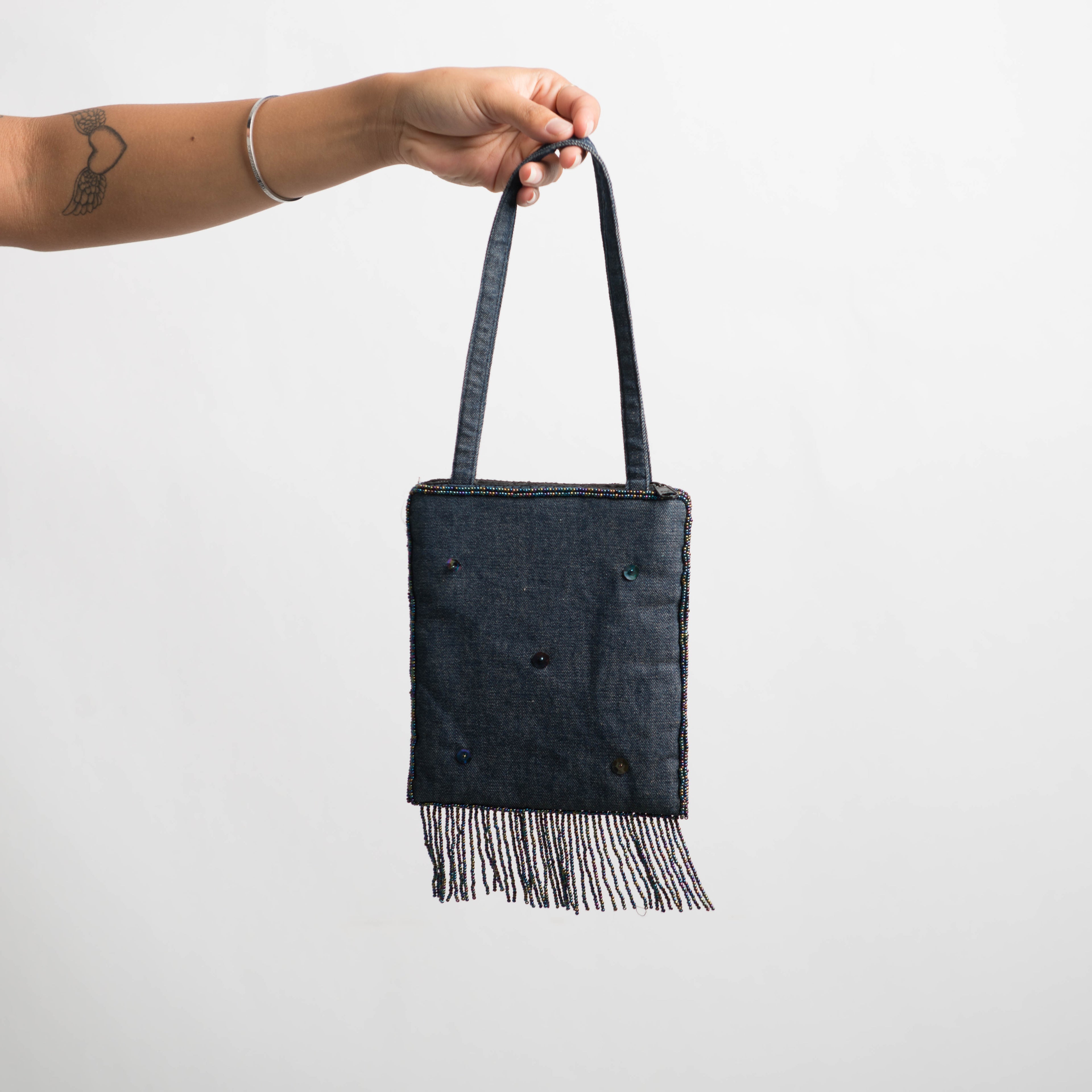 DENIM BEADED BAG