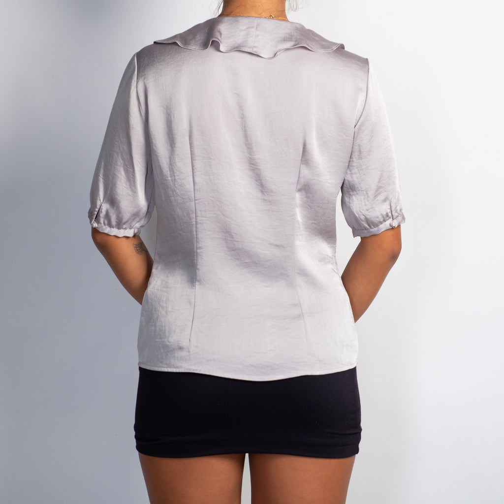 SILVER RUFFLE TOP