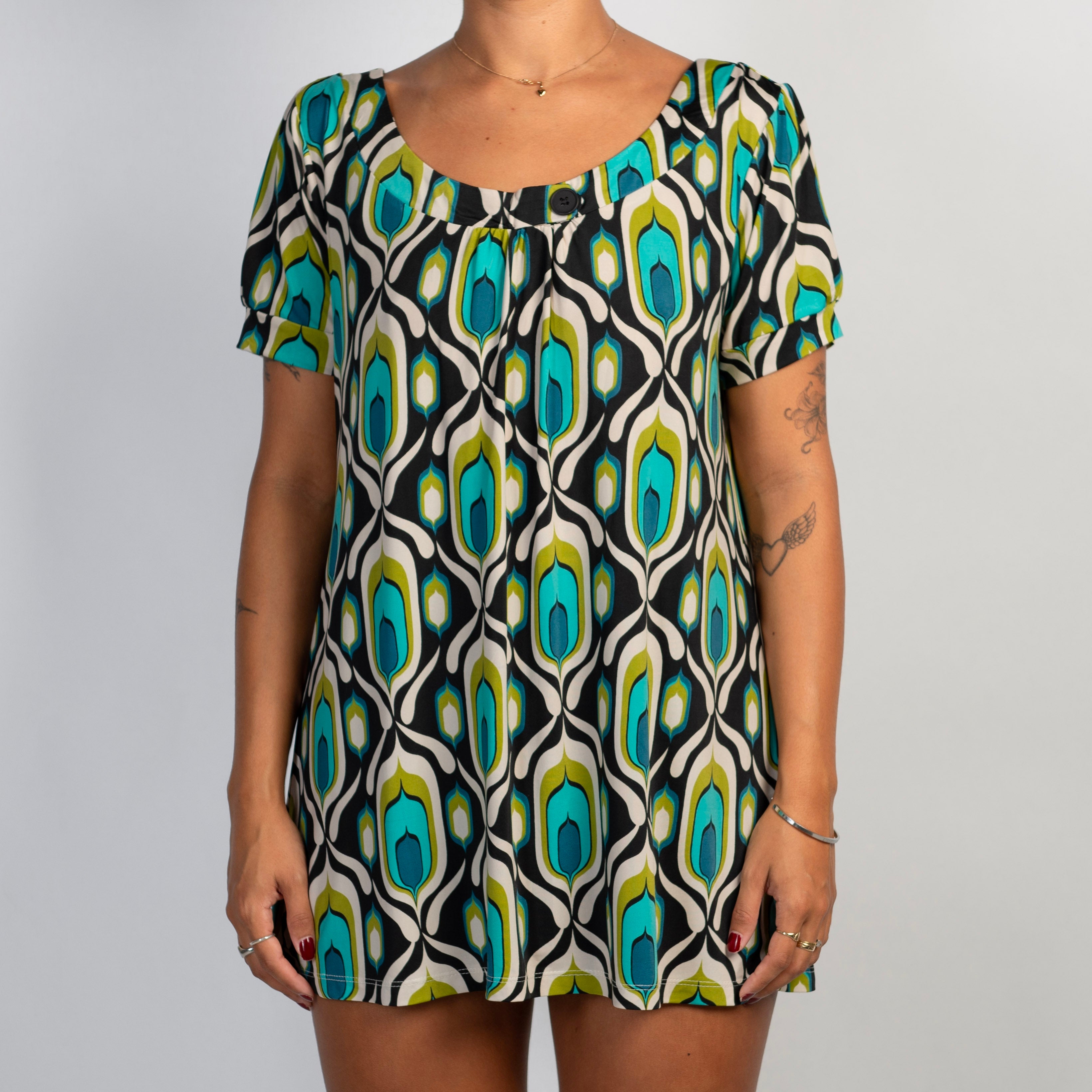 GEOMETRIC BABYDOLL TOP