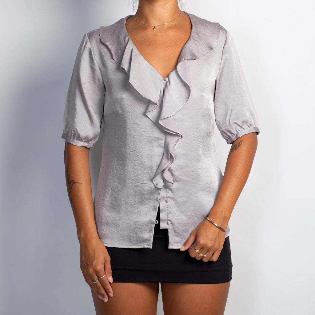 SILVER RUFFLE TOP