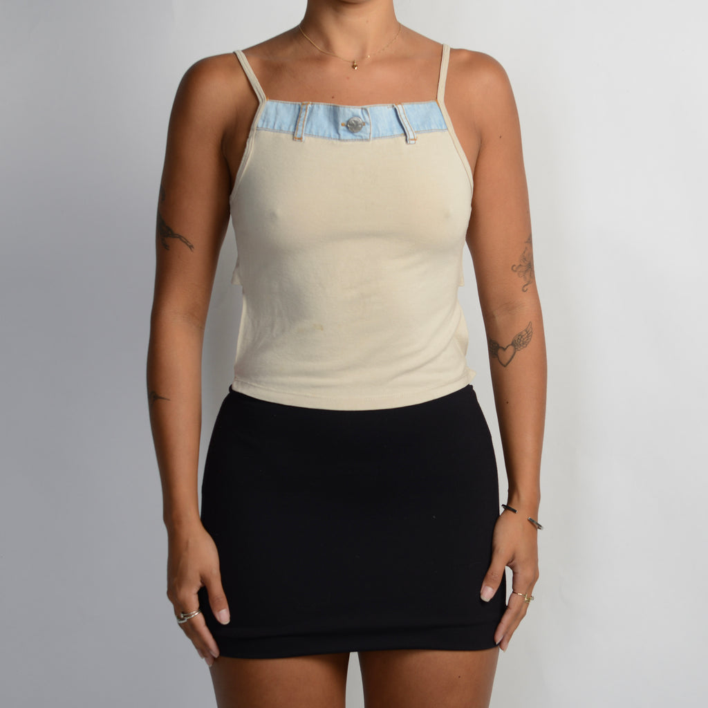 BEIGE DENIM DETAIL CAMISOLE