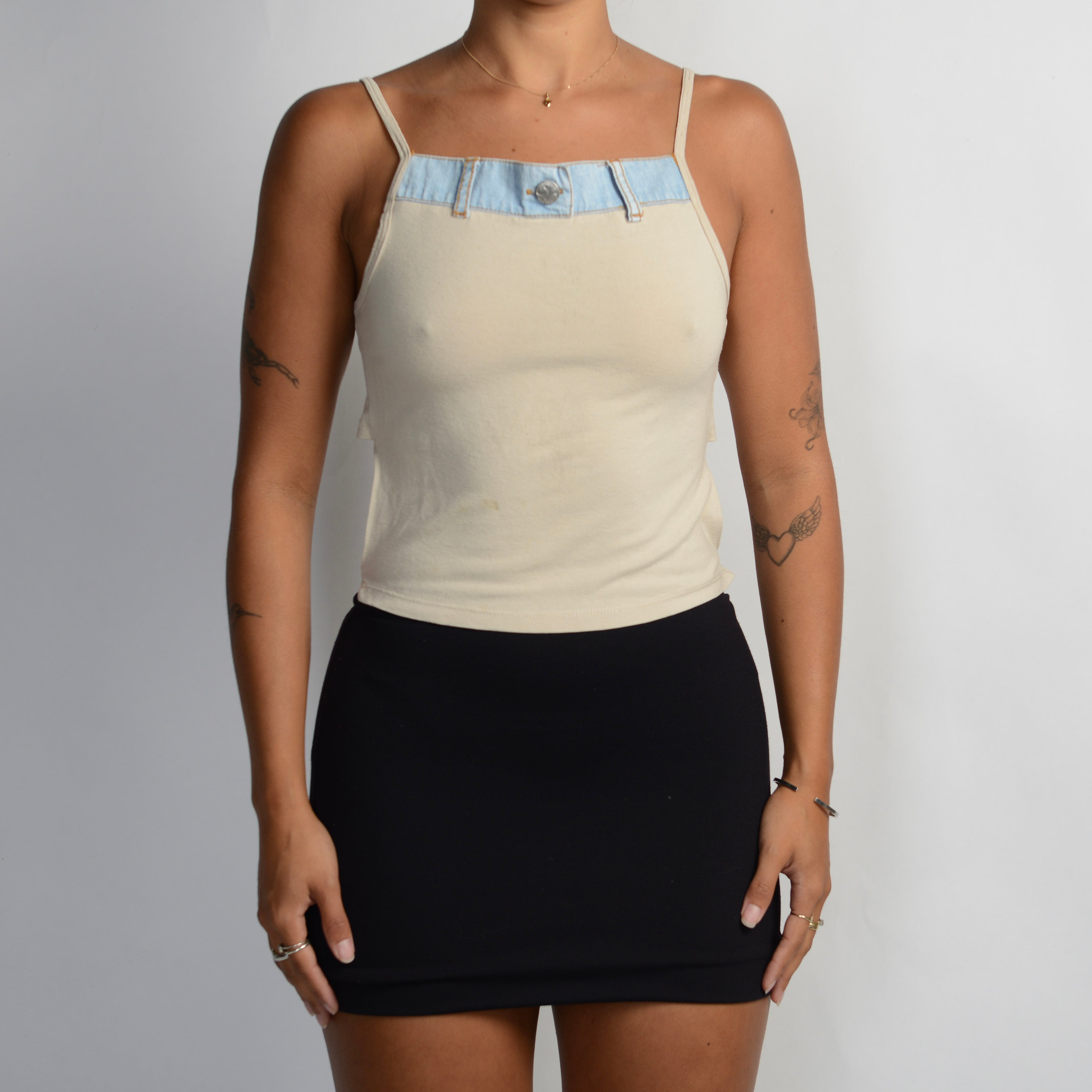 BEIGE DENIM DETAIL CAMISOLE