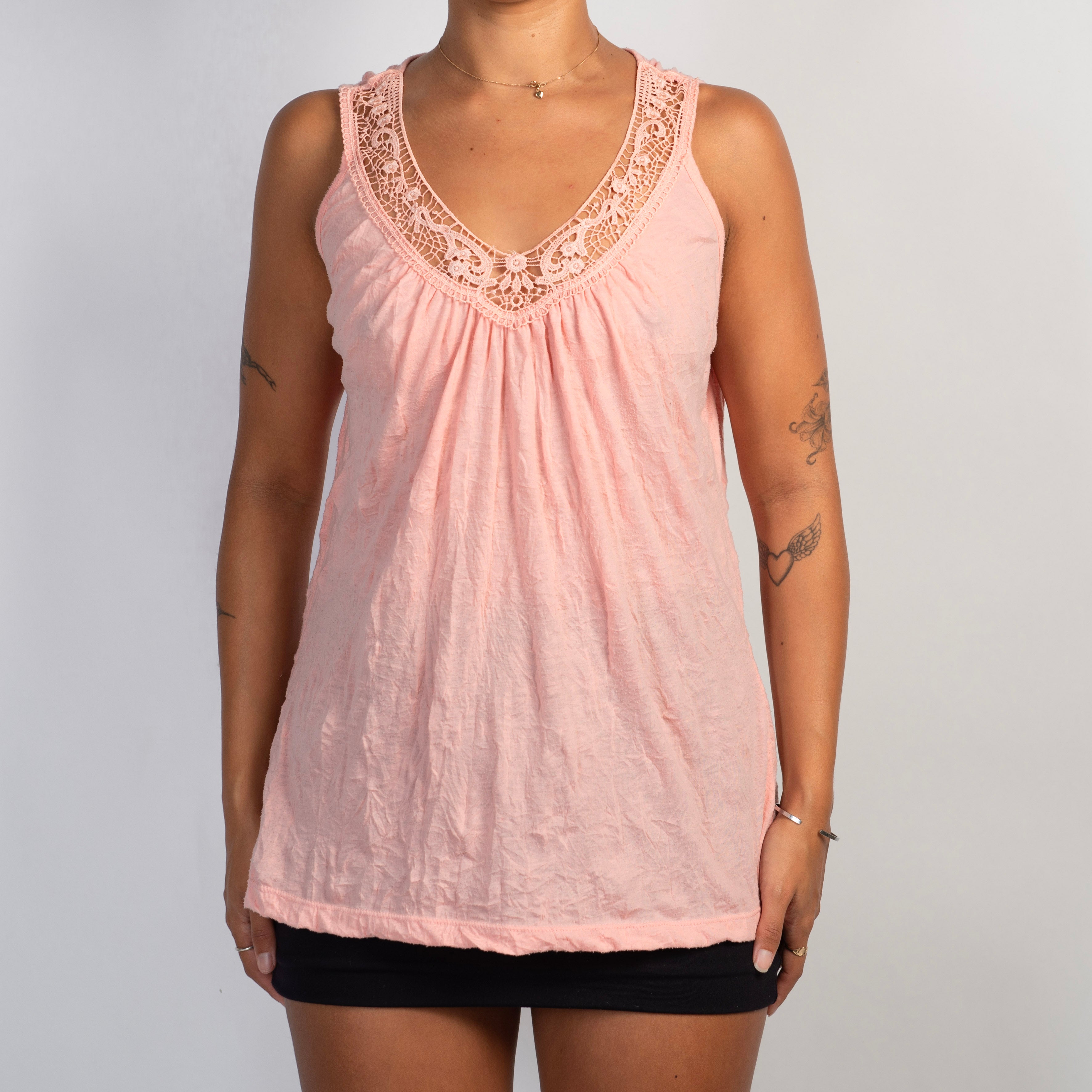 PINK V NECK TANK TOP