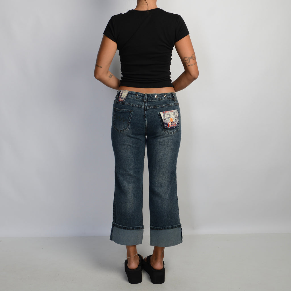 DENIM CUFF CAPRI JEANS