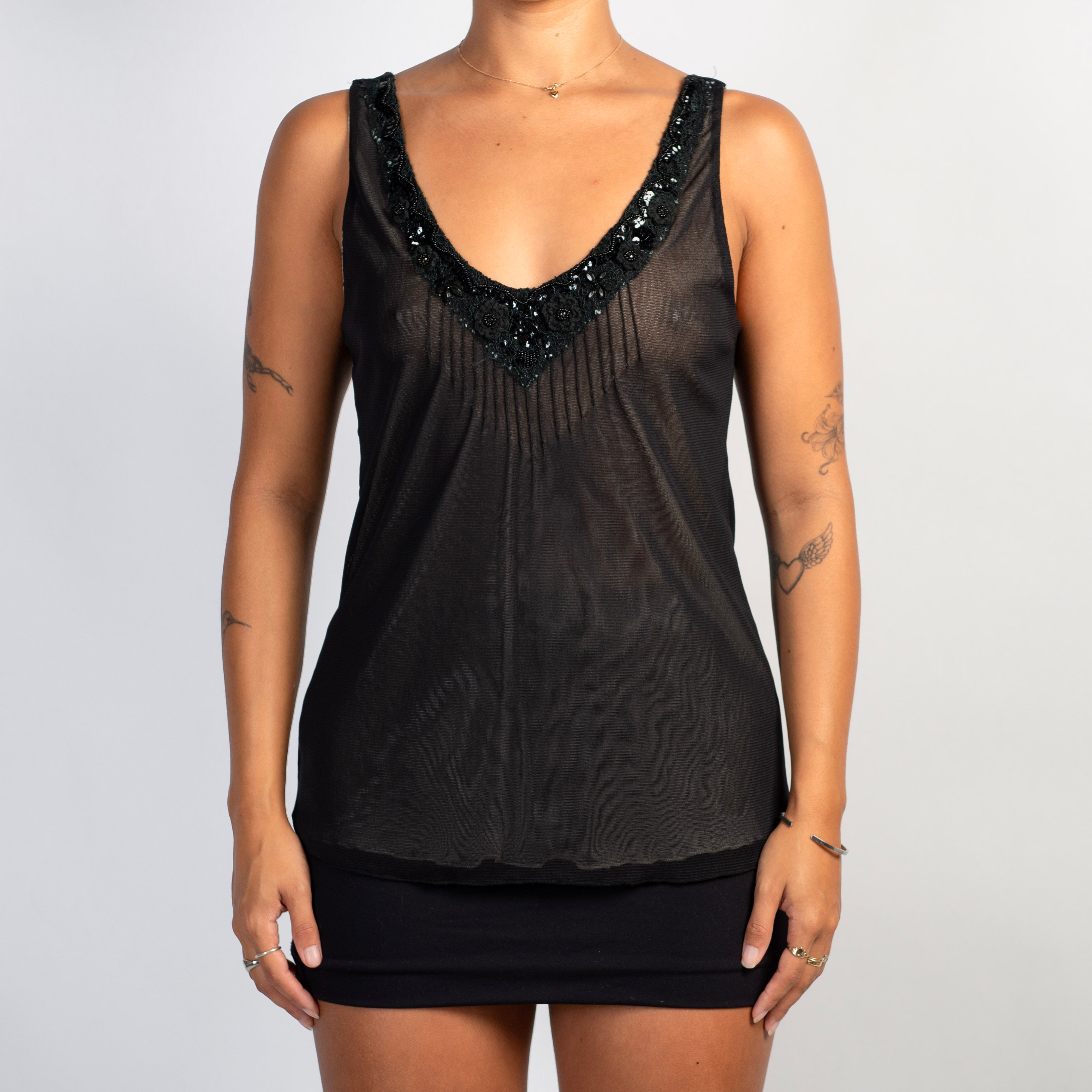 BLACK MESH TANK TOP