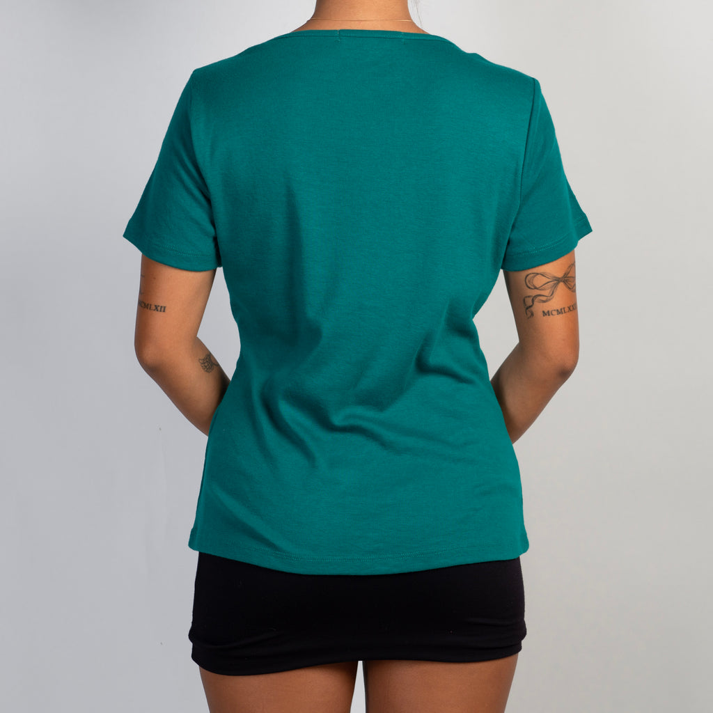 TEAL EMBROIDERED TEE