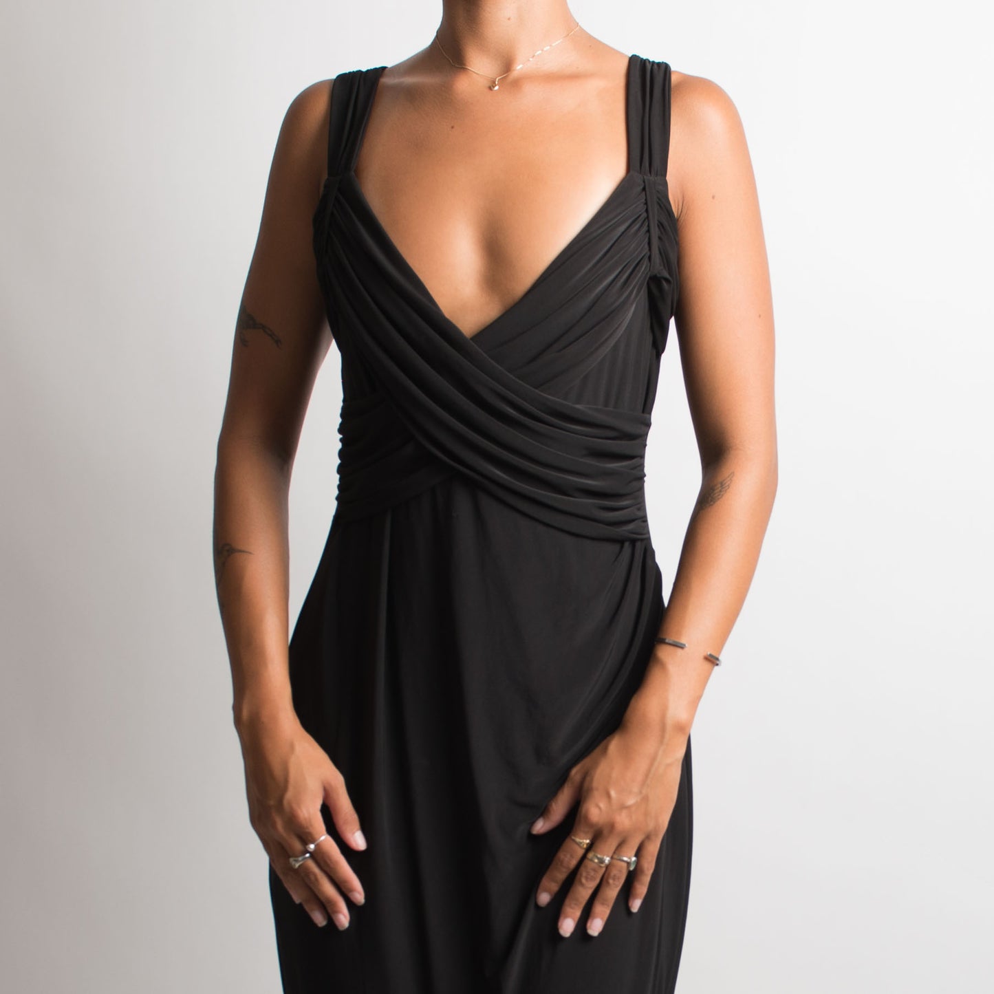 BLACK SLINKY EVENING DRESS