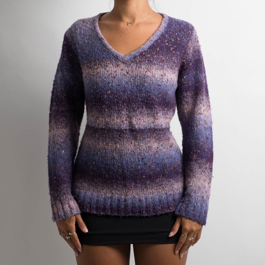 PURPLE STRIPED KNIT SWEATER