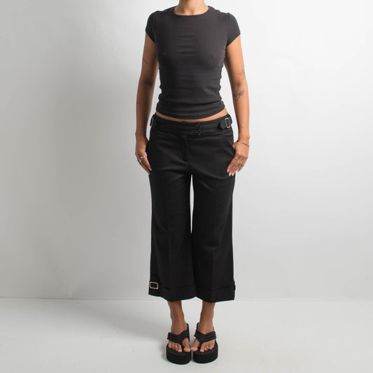 BLACK CROP BOOTCUT PANTS