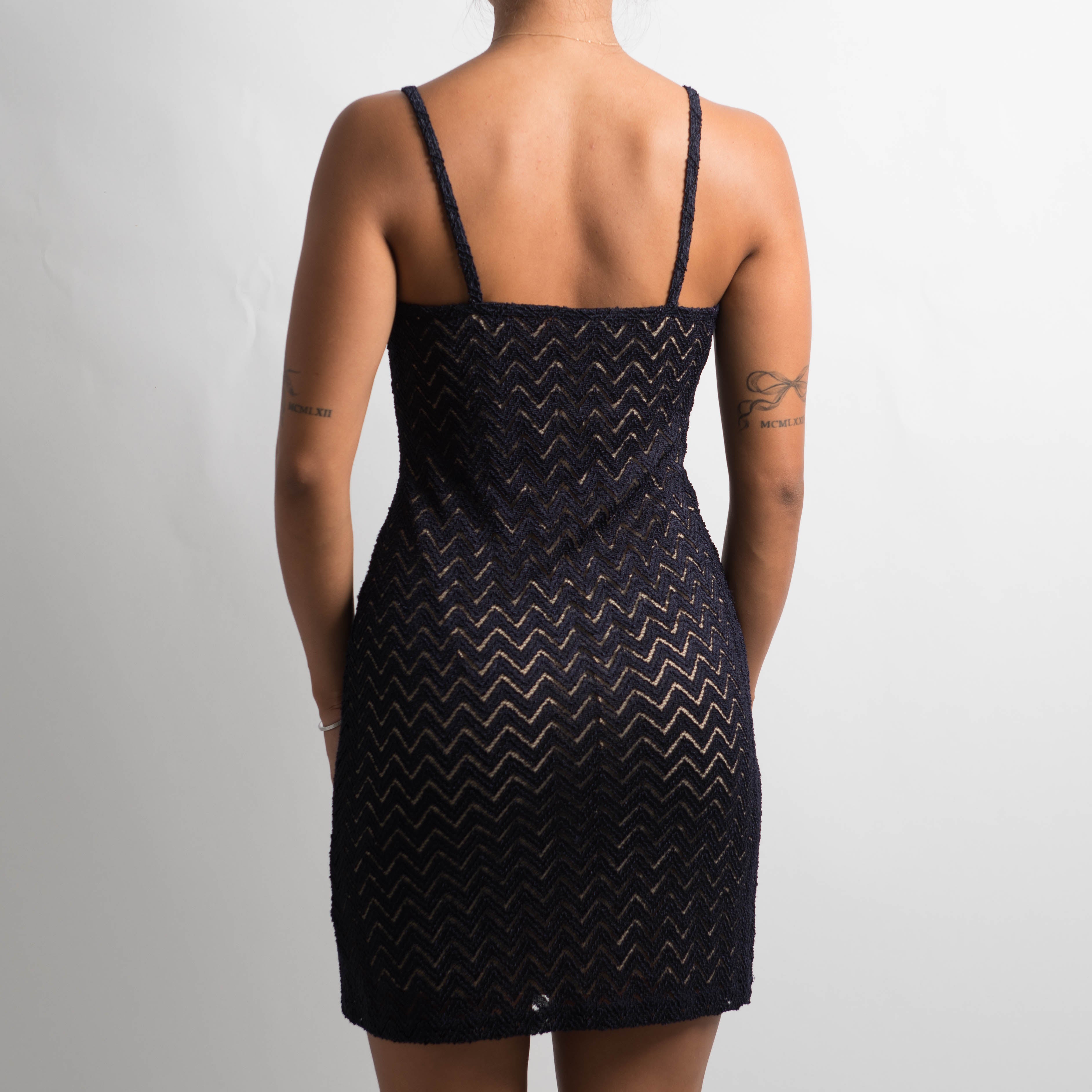 NAVY TEXTURED MINI DRESS