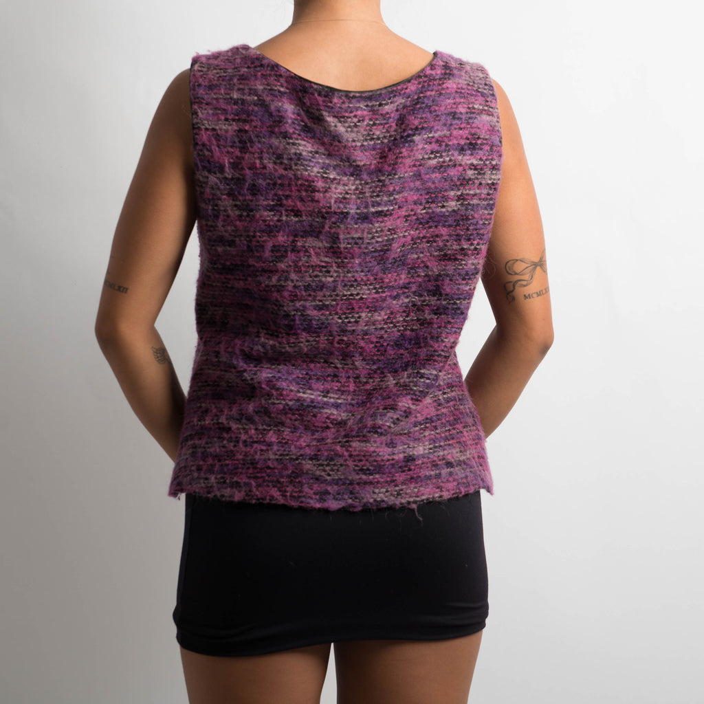 TEXTURED TIE FRONT VEST