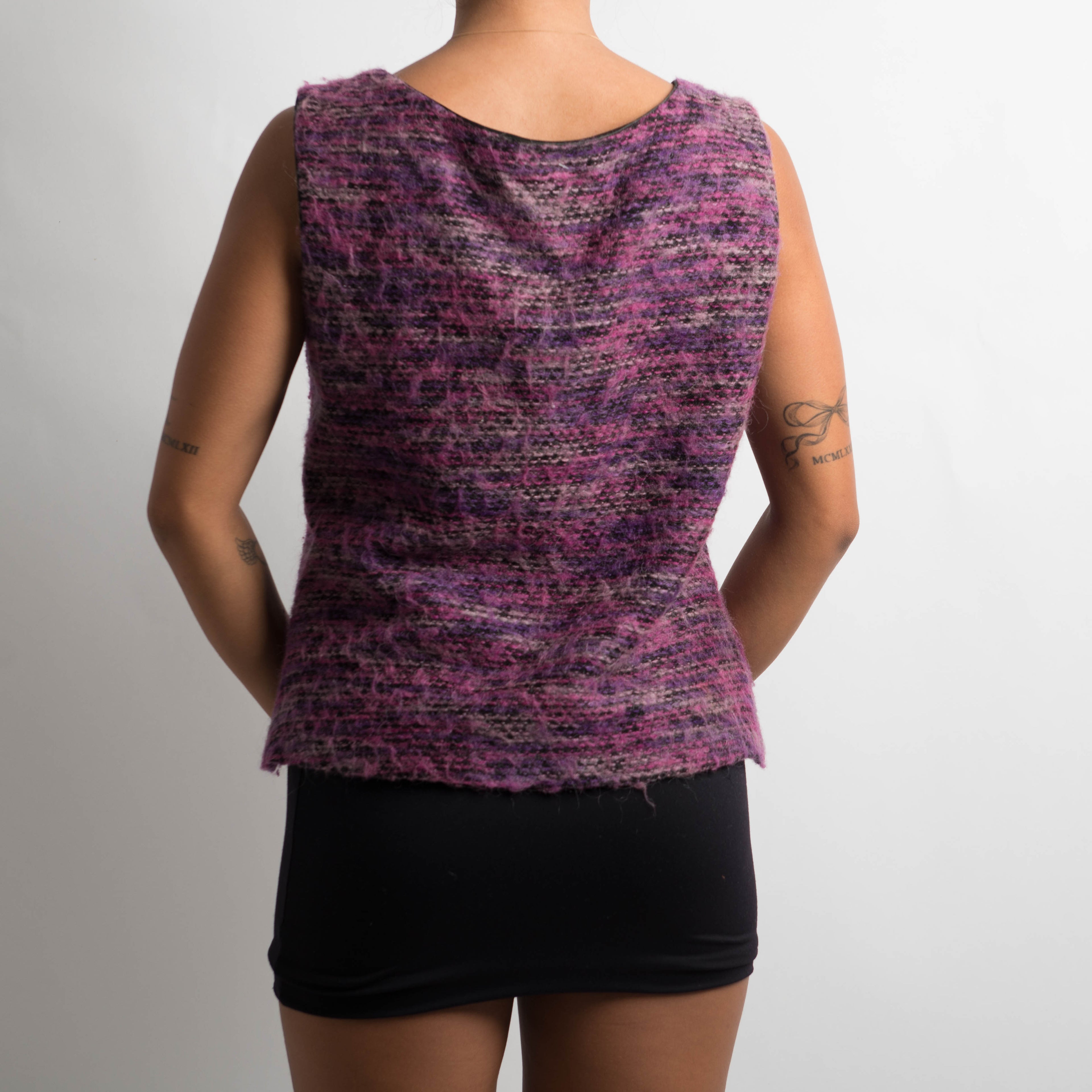 TEXTURED TIE FRONT VEST