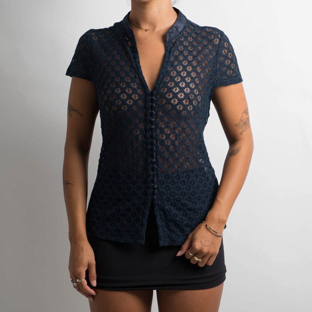 NAVY LACE BLOUSE