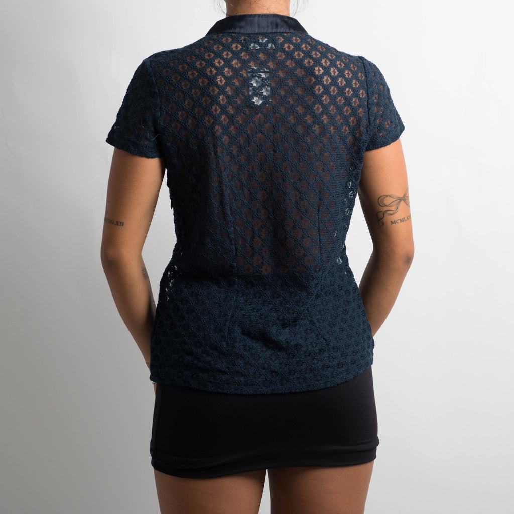 NAVY LACE BLOUSE