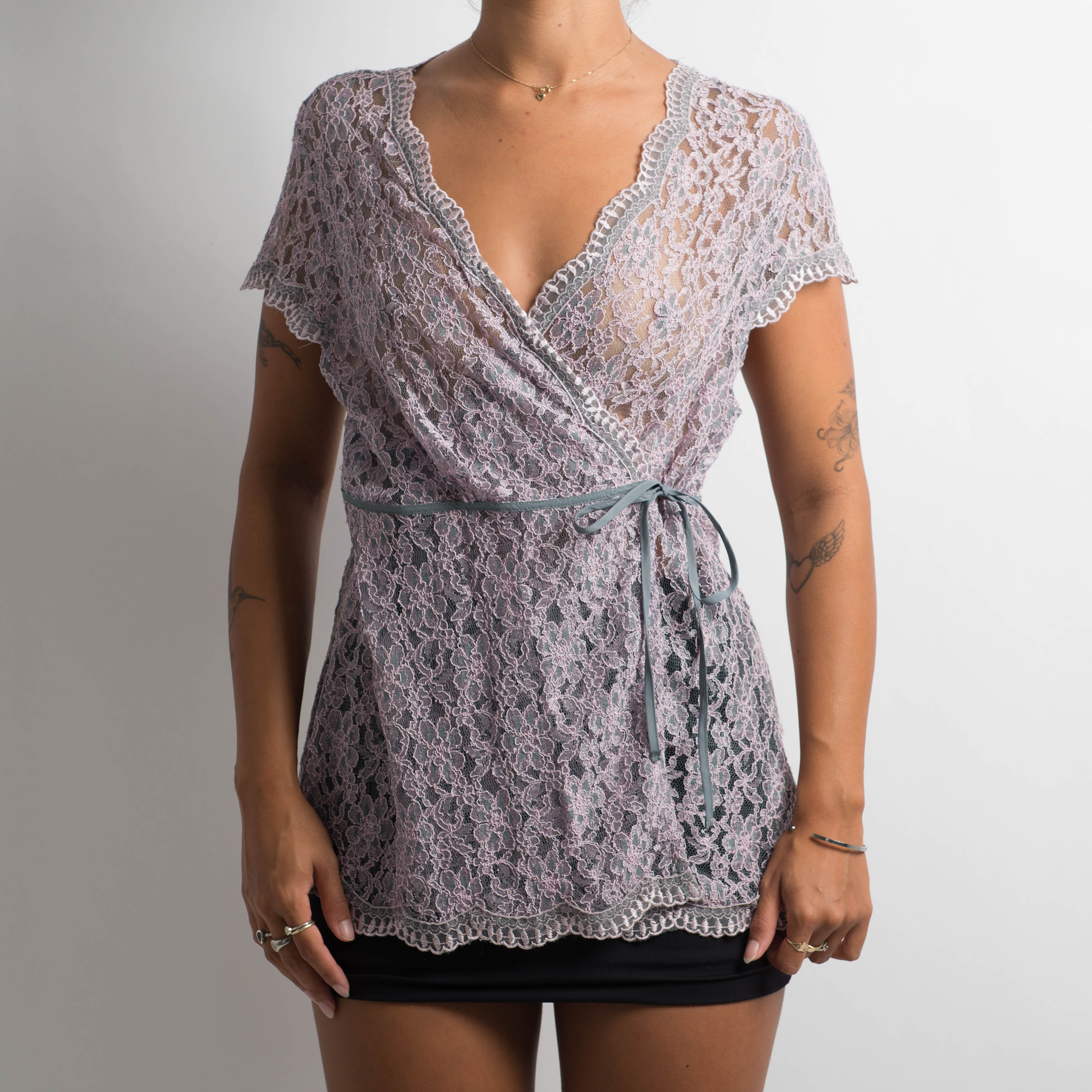 PURPLE LACE WRAP TOP