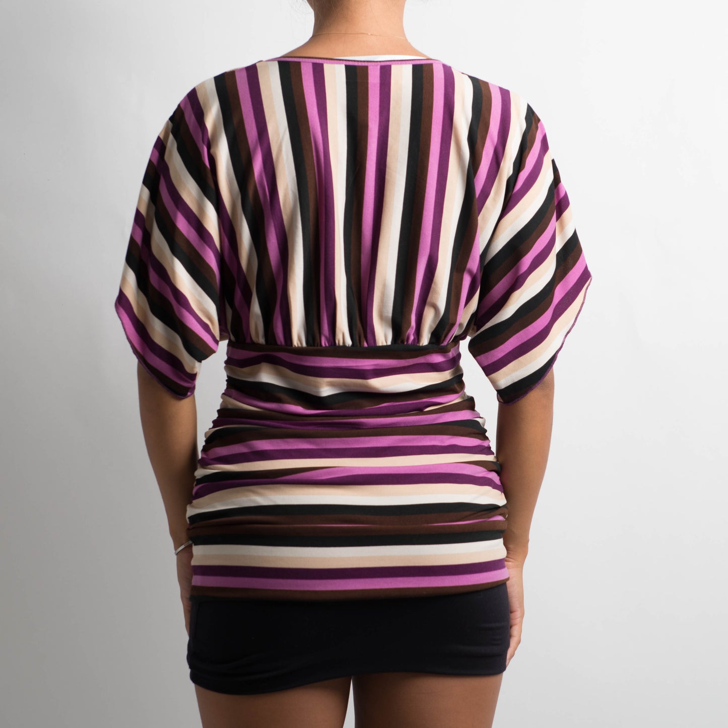 PURPLE STRIPED STRETCH TOP