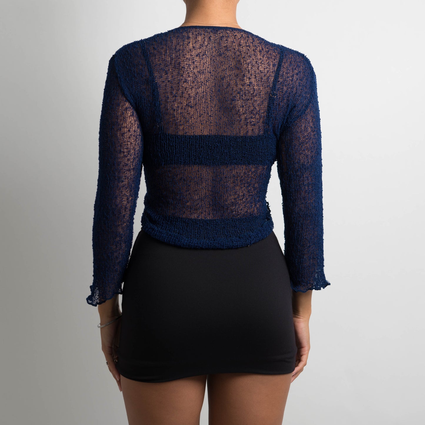 NAVY CROCHET LONG SLEEVE